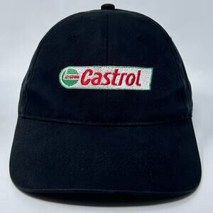 Castrol Oil Hat Baseball Cap Mechanic Auto Repair Black Strapback 6 Panel